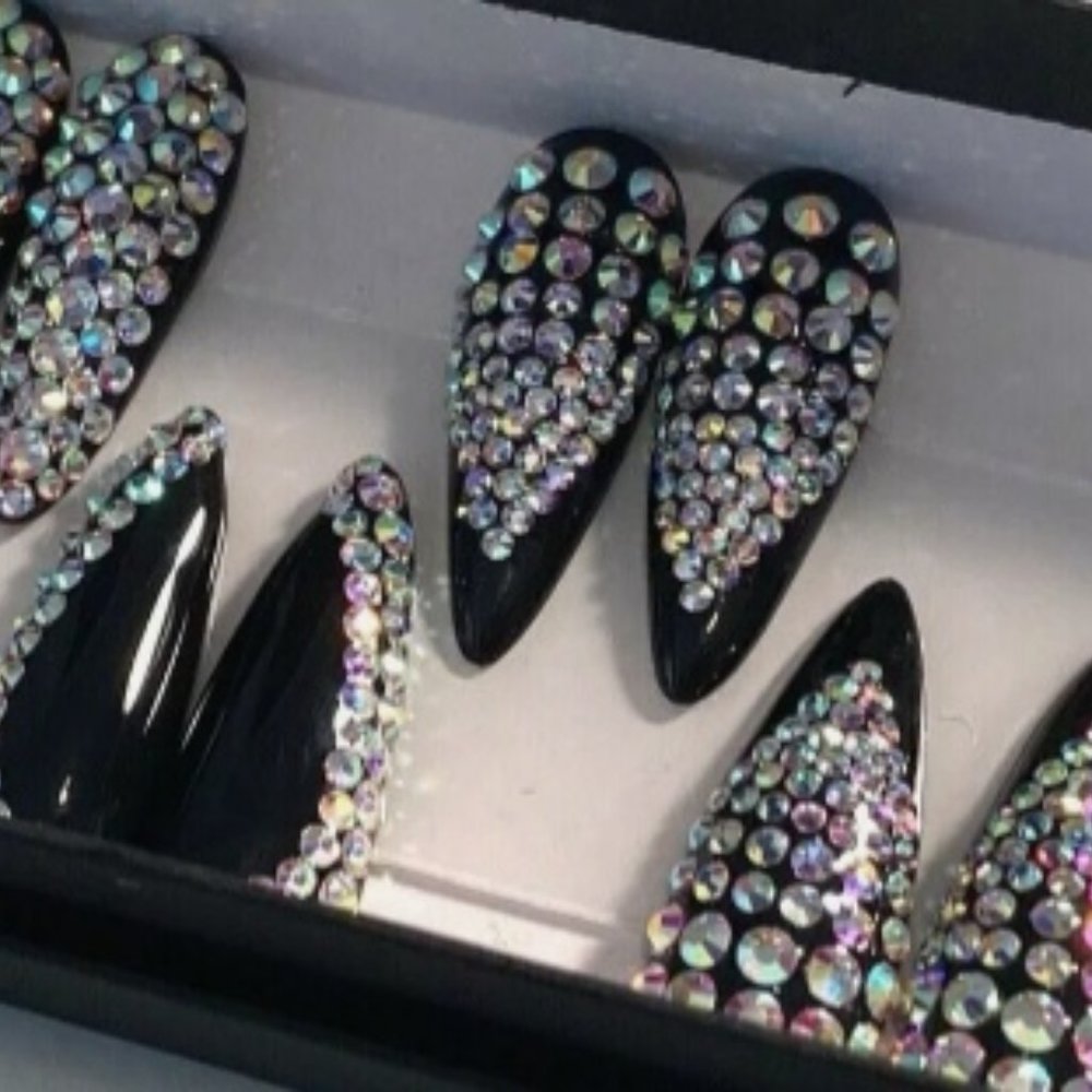 Handmade Hard Gel Long Stiletto Press On Nails